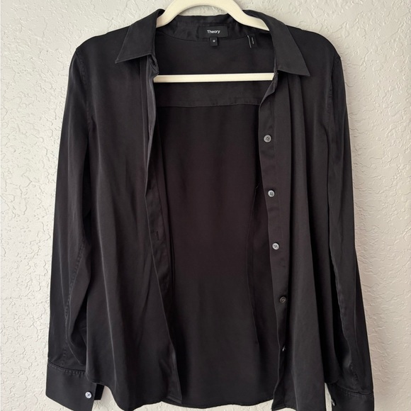 Theory Tops - Theory Black Button-Down Silk Shirt